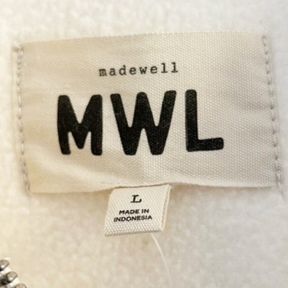 Madewell Sherpa Zip-Front Drawstring Hoodie Sweatshirt Size Large new with tags - Picture 7 of 11